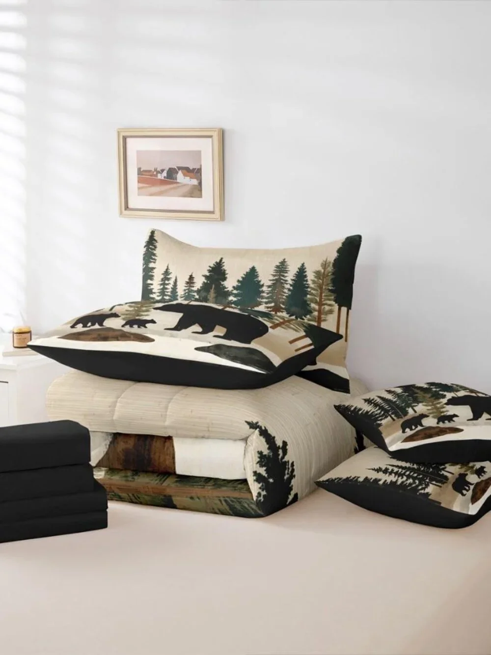 Rustic Bear Queen Comforter Set with Sheets for Kids Boys Girls Country Farmhous